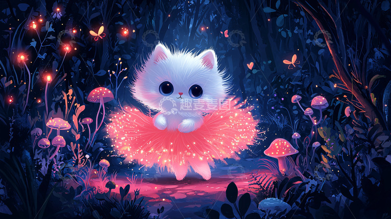 高清大图下载【趣麦麦图】黑暗森林里的小猫