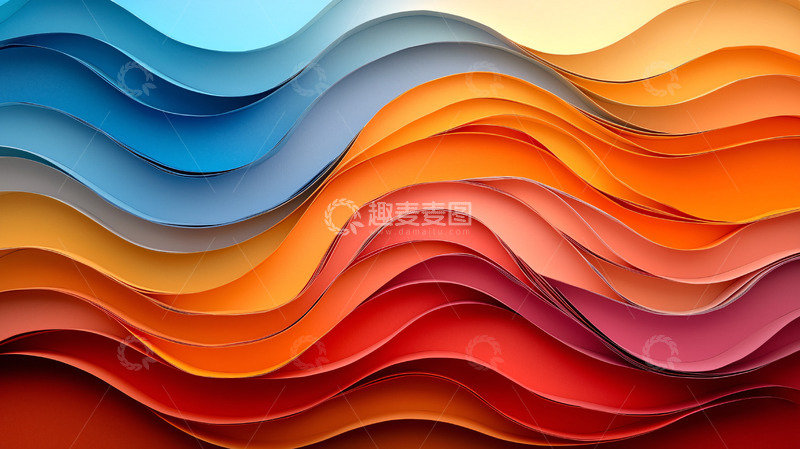 高清大图下载【趣麦麦图】彩色波浪层叠背景