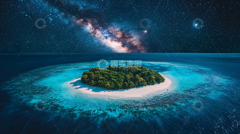 高清大图下载【趣麦麦图】星空下的热带小岛