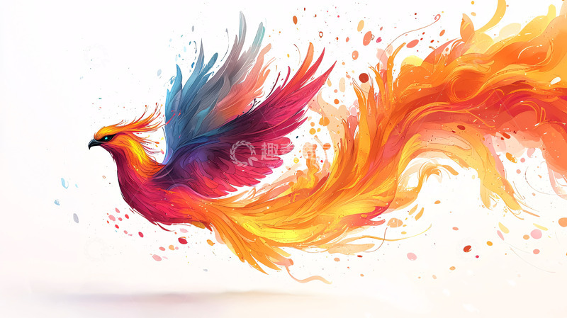 高清大图下载【趣麦麦图】彩色火焰凤凰