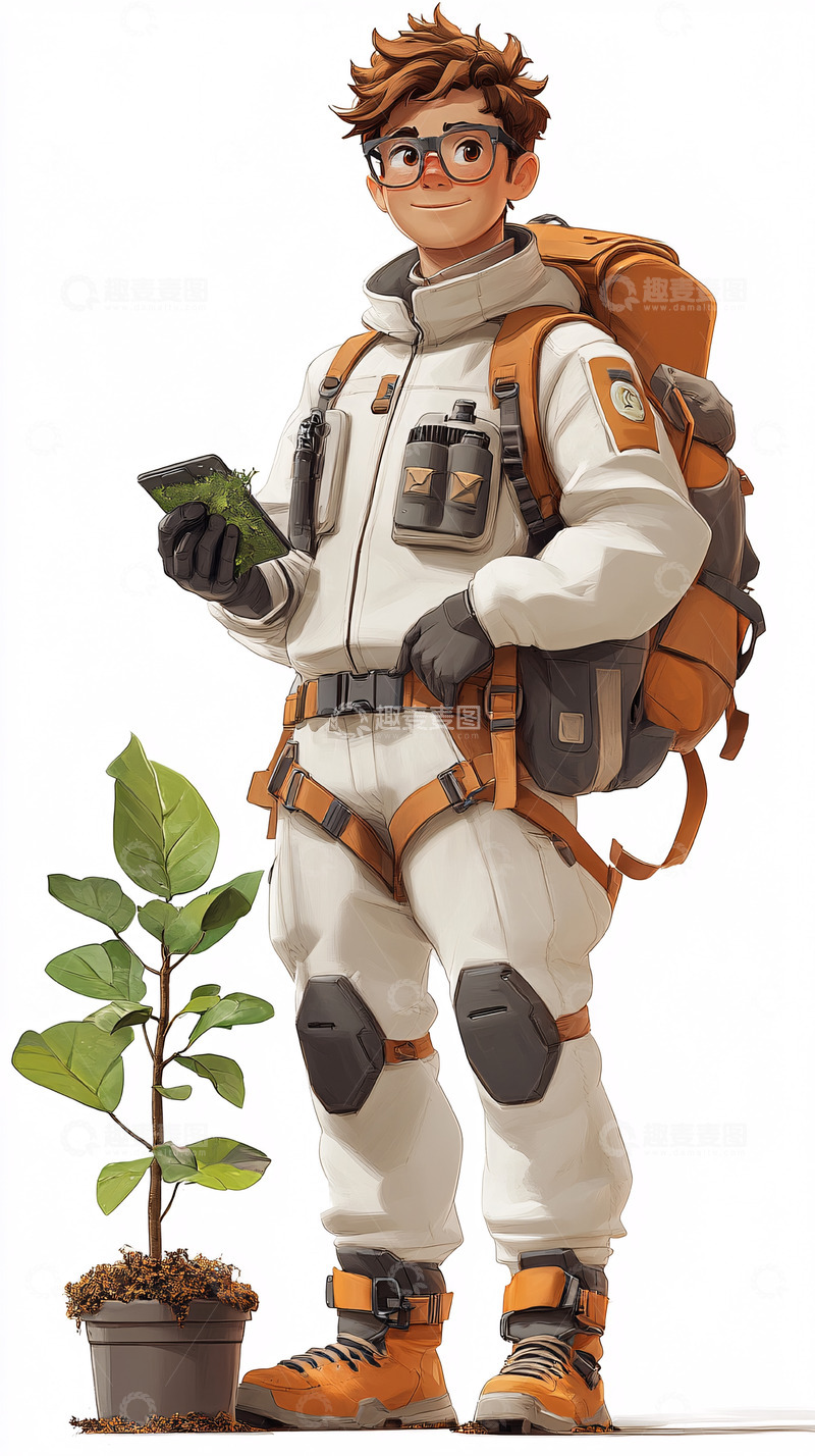 高清大图下载【趣麦麦图】戴眼镜的男生探险家