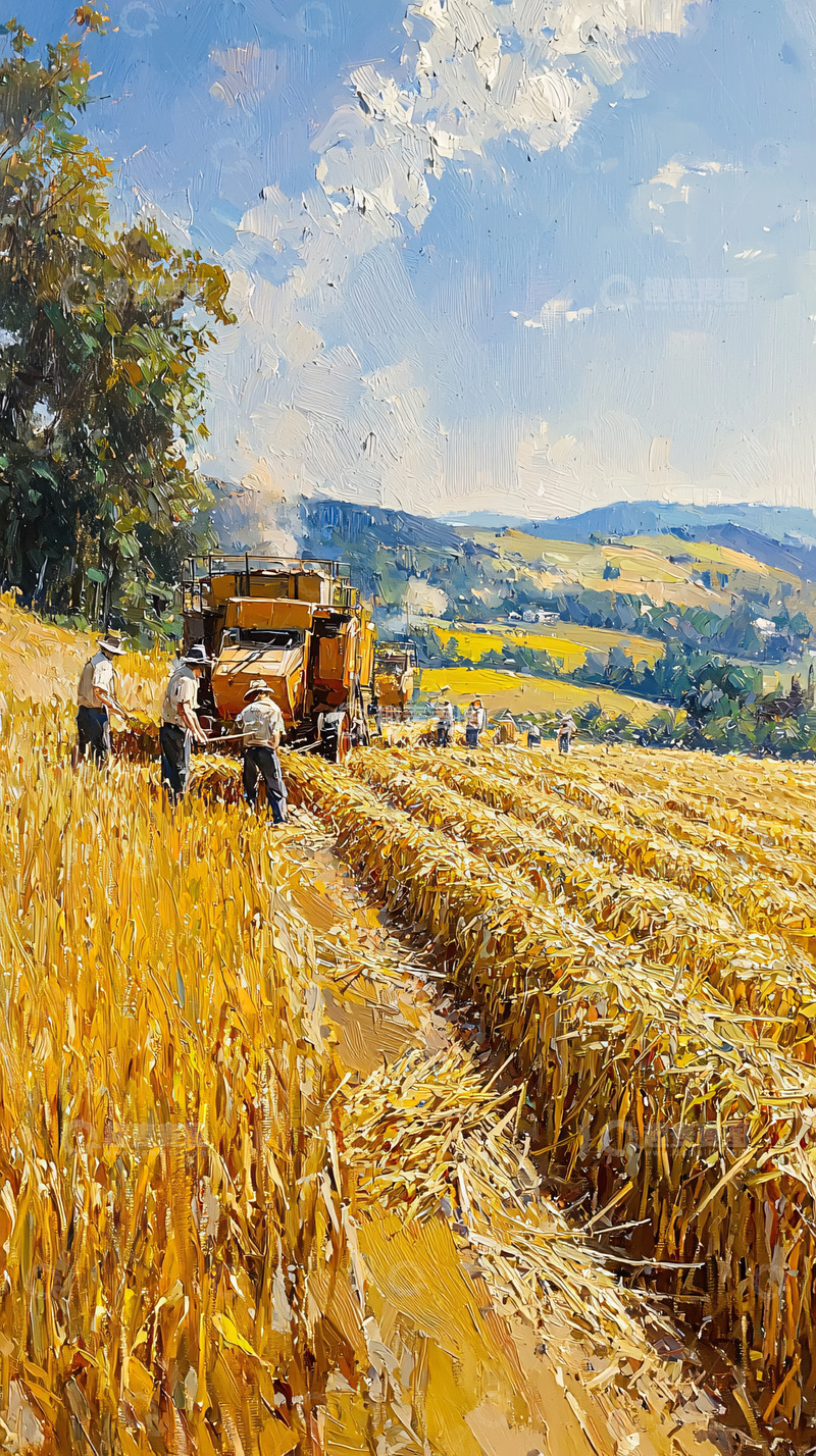 高清大图下载【趣麦麦图】乡村秋收景象