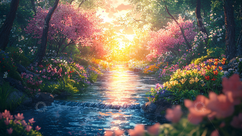 高清大图下载【趣麦麦图】梦幻森林溪流