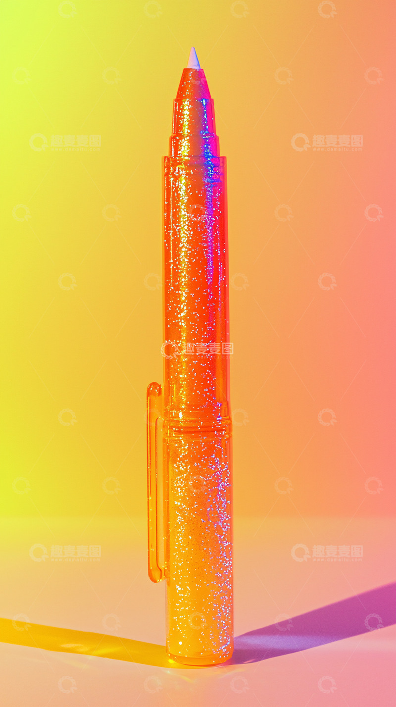 高清大图下载【趣麦麦图】闪亮橙色亮片笔