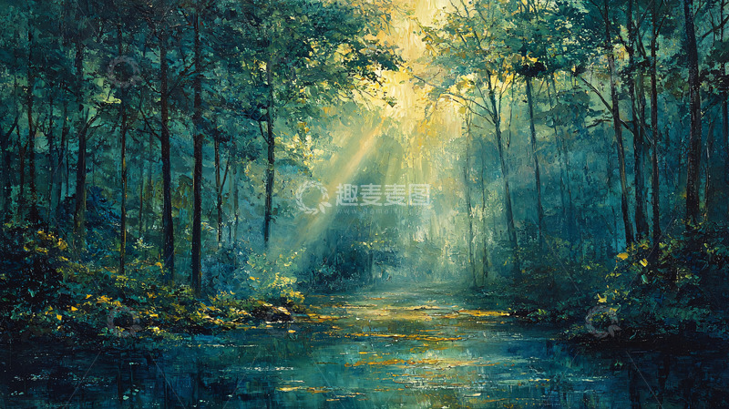 高清大图下载【趣麦麦图】森林光线