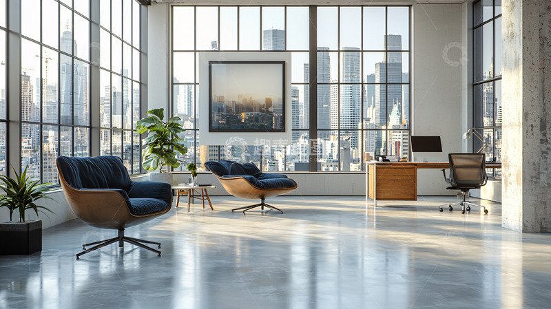 高清大图下载【趣麦麦图】落地窗现代办公室