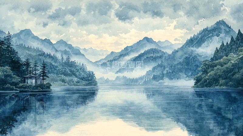 高清大图下载【趣麦麦图】水墨画山水风景