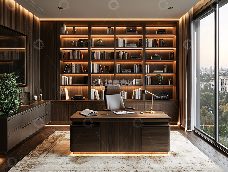高清大图下载【趣麦麦图】现代简约高端书房