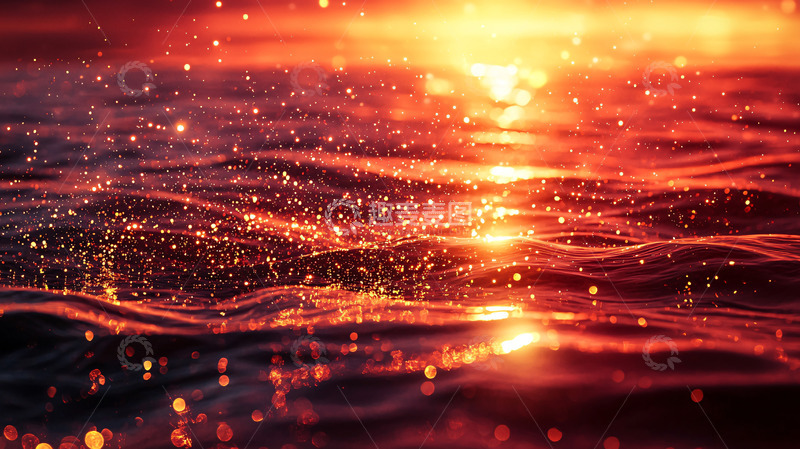 高清大图下载【趣麦麦图】燃烧的落日海面