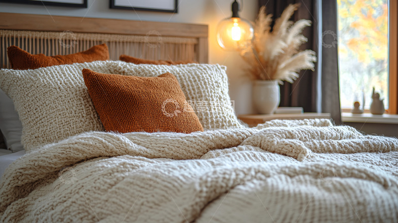 高清大图下载【趣麦麦图】温暖舒适卧室床铺