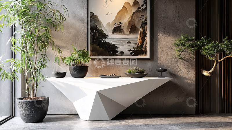 高清大图下载【趣麦麦图】现代极简几何装饰玄关