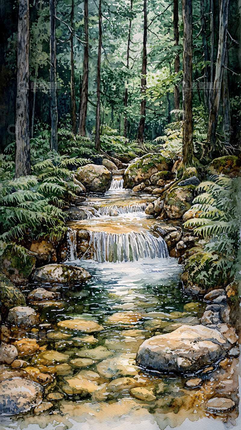 高清大图下载【趣麦麦图】森林溪流