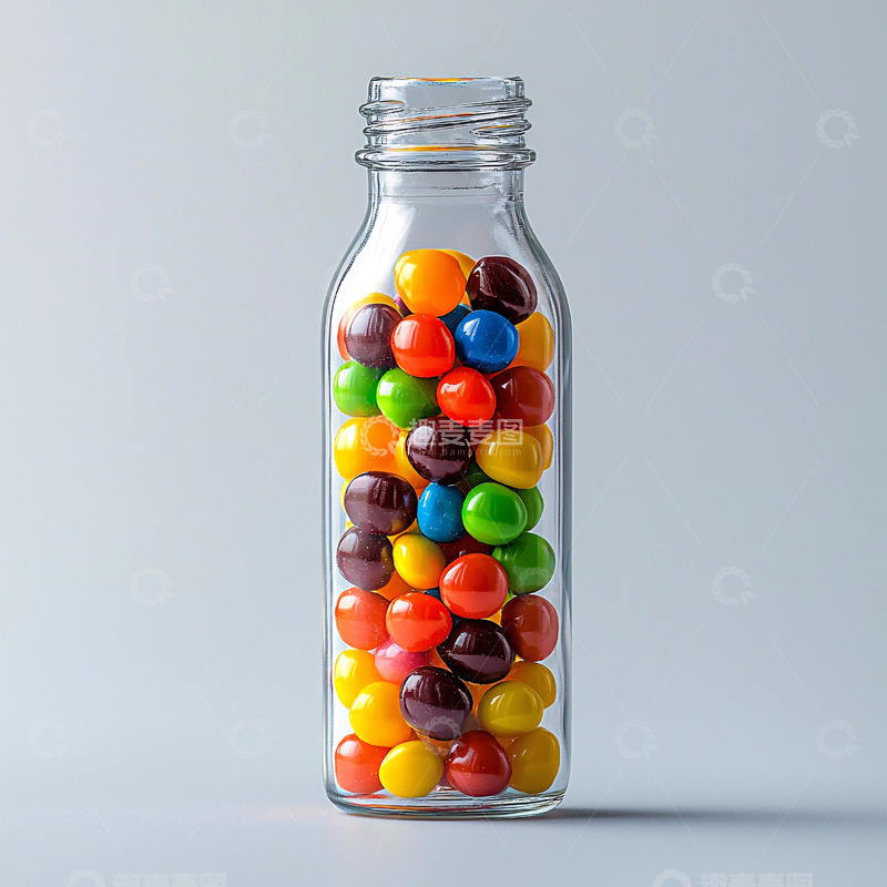 高清大图下载【趣麦麦图】瓶装彩色糖豆