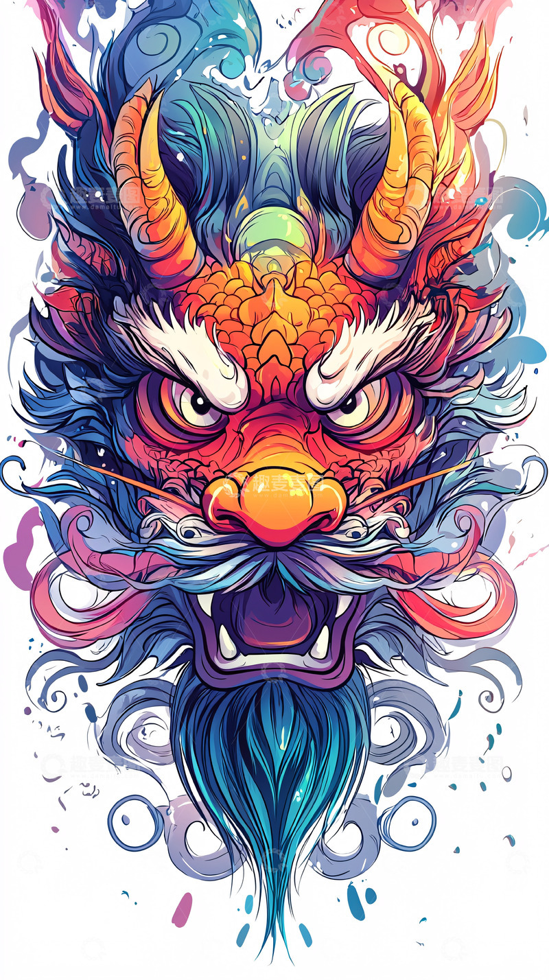 高清大图下载【趣麦麦图】彩色龙纹身图案