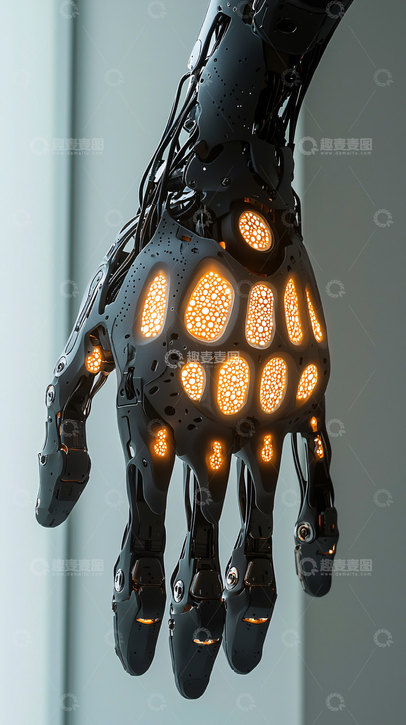 高清大图下载【趣麦麦图】机械手骨骼发光