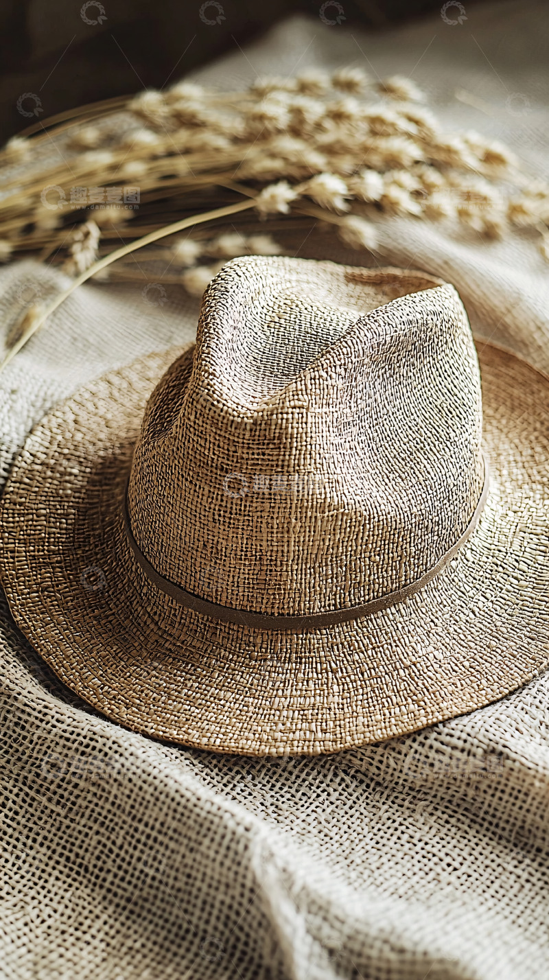 高清大图下载【趣麦麦图】草帽静物特写