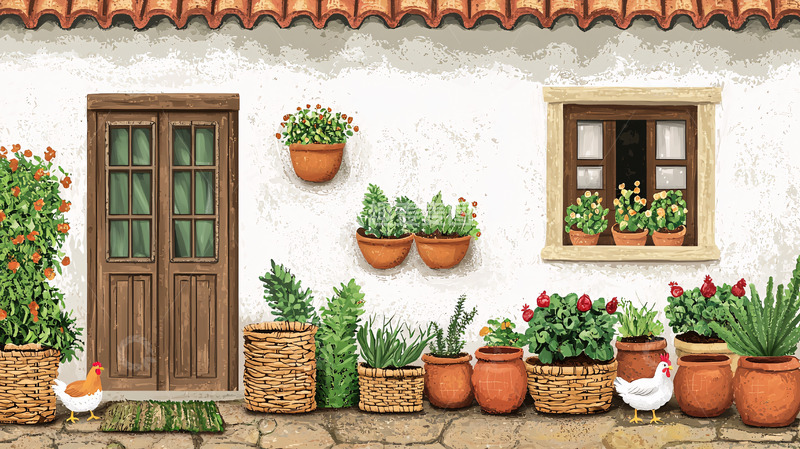 高清大图下载【趣麦麦图】白色墙壁房屋