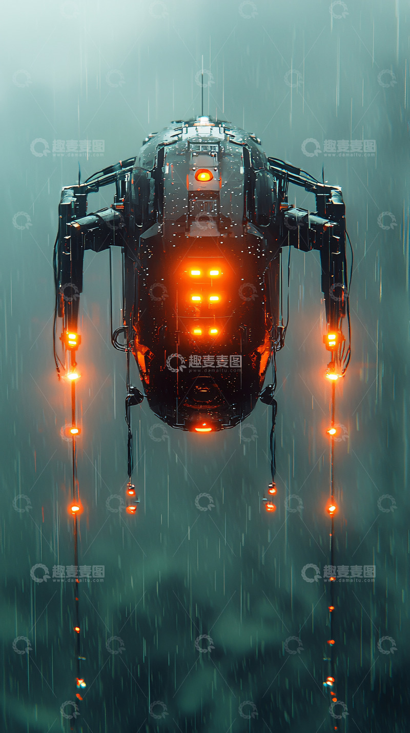 高清大图下载【趣麦麦图】雨中飞行器