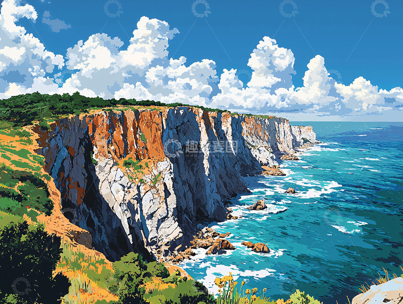 高清大图下载【趣麦麦图】海边悬崖峭壁风景图