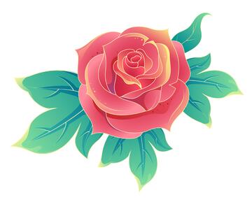 玫瑰花矢量卡通国潮插画