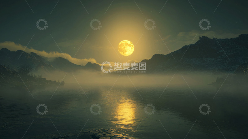 高清大图下载【趣麦麦图】月夜湖景