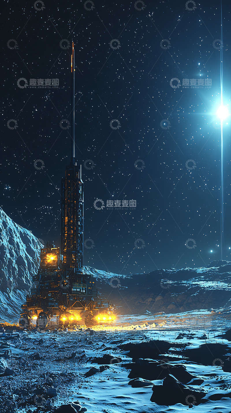 高清大图下载【趣麦麦图】月球基地夜景