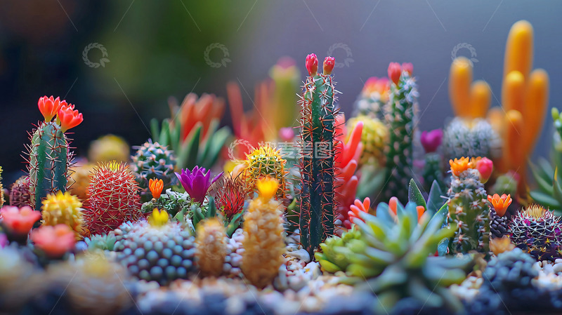 高清大图下载【趣麦麦图】彩色仙人掌盆栽