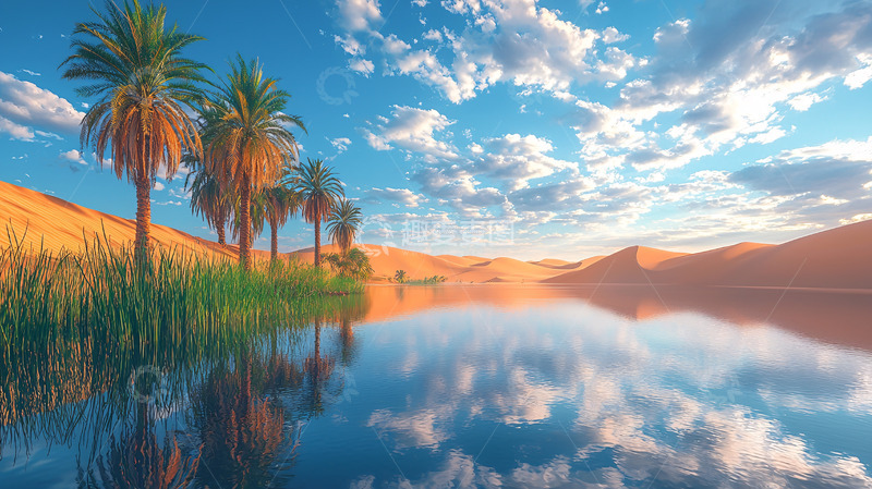 高清大图下载【趣麦麦图】沙漠绿洲