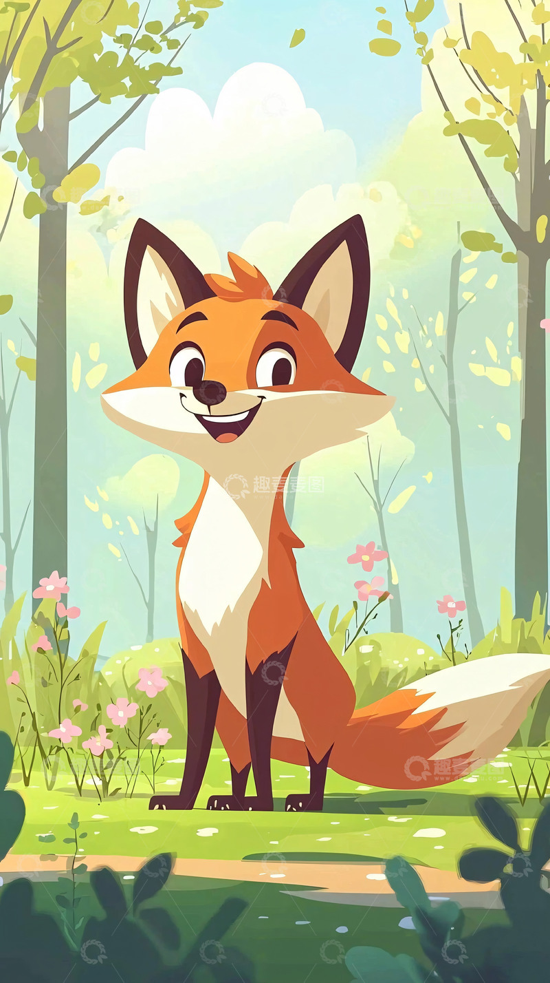 高清大图下载【趣麦麦图】森林里快乐的小狐狸