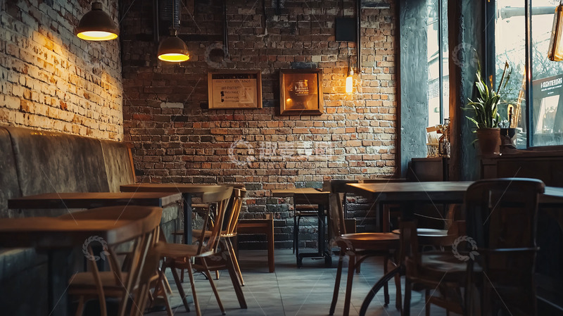 高清大图下载【趣麦麦图】复古砖墙咖啡馆