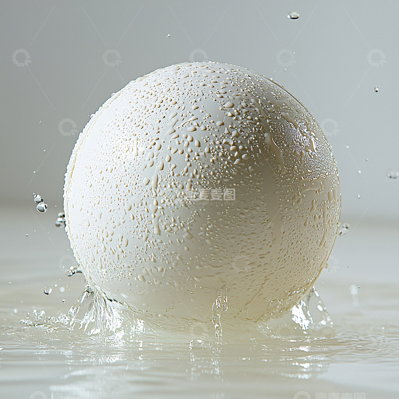高清大图下载【趣麦麦图】水珠沾湿的白色球体