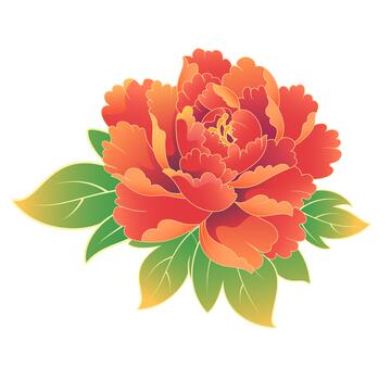 牡丹矢量国风插画卡通元素