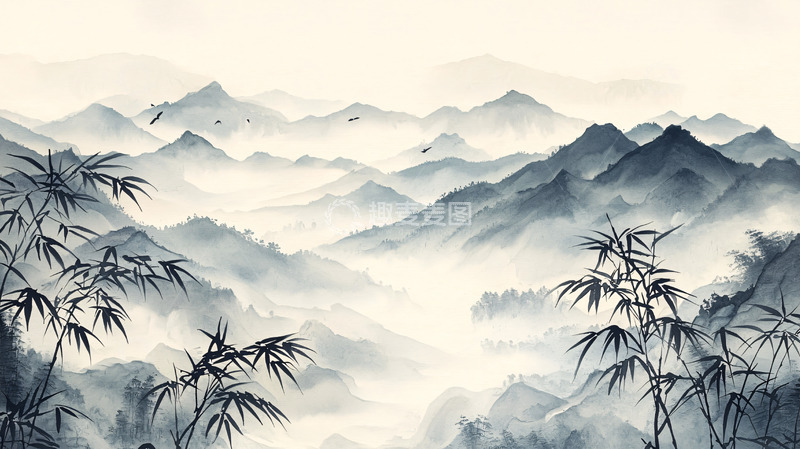 高清大图下载【趣麦麦图】水墨山水画92