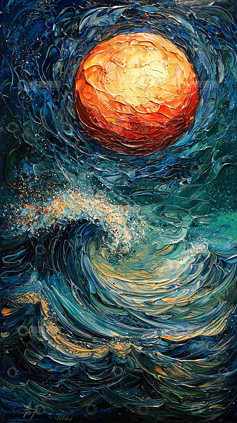 高清大图下载【趣麦麦图】抽象派海洋星空巨浪