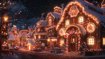 圣诞节小镇夜景