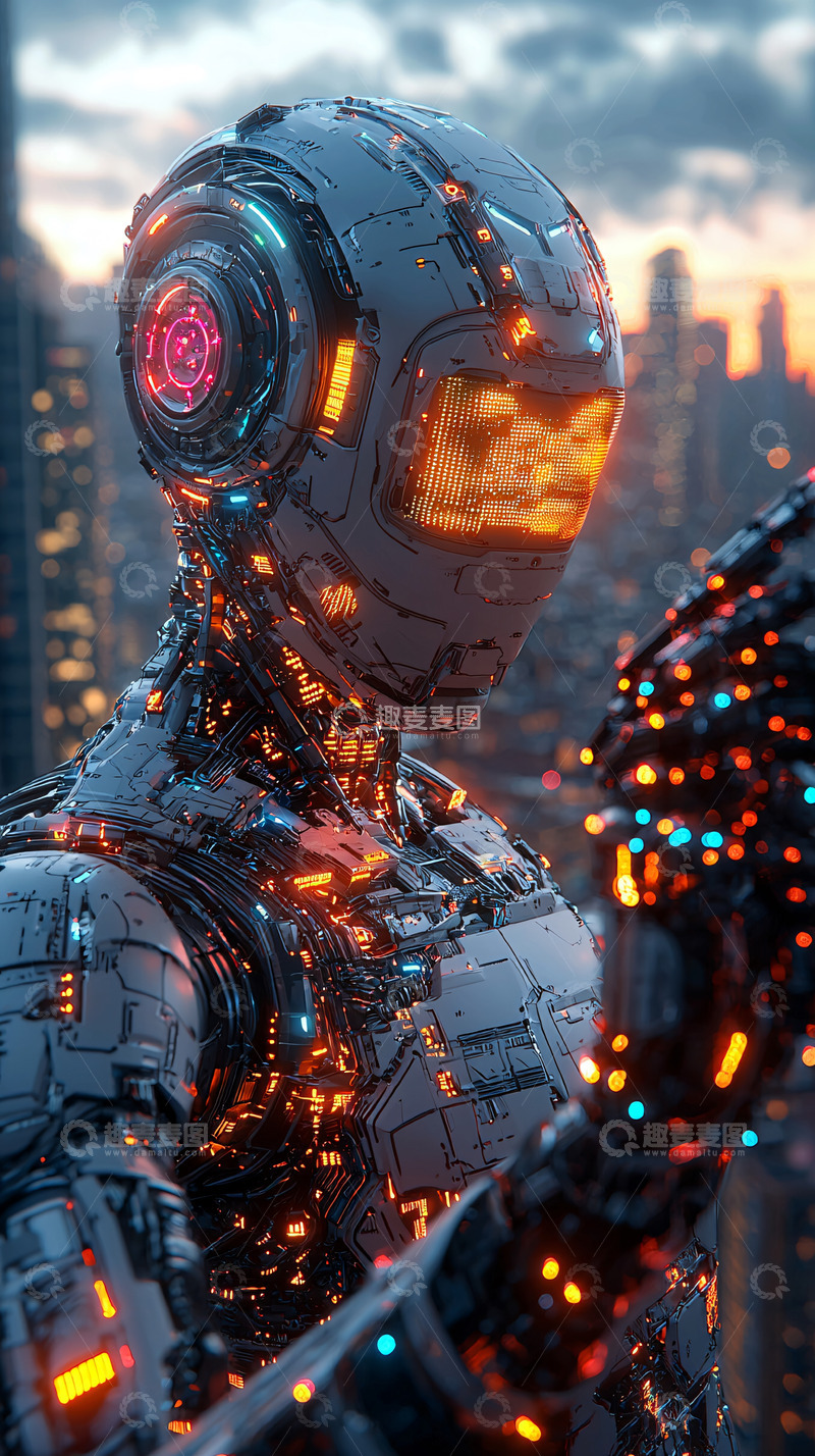 高清大图下载【趣麦麦图】未来都市机器人