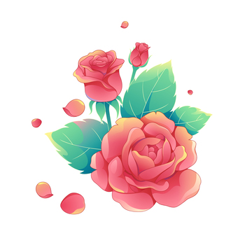 国风玫瑰花矢量插画