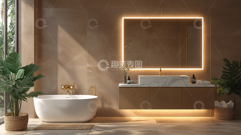 高清大图下载【趣麦麦图】暖色调现代浴室