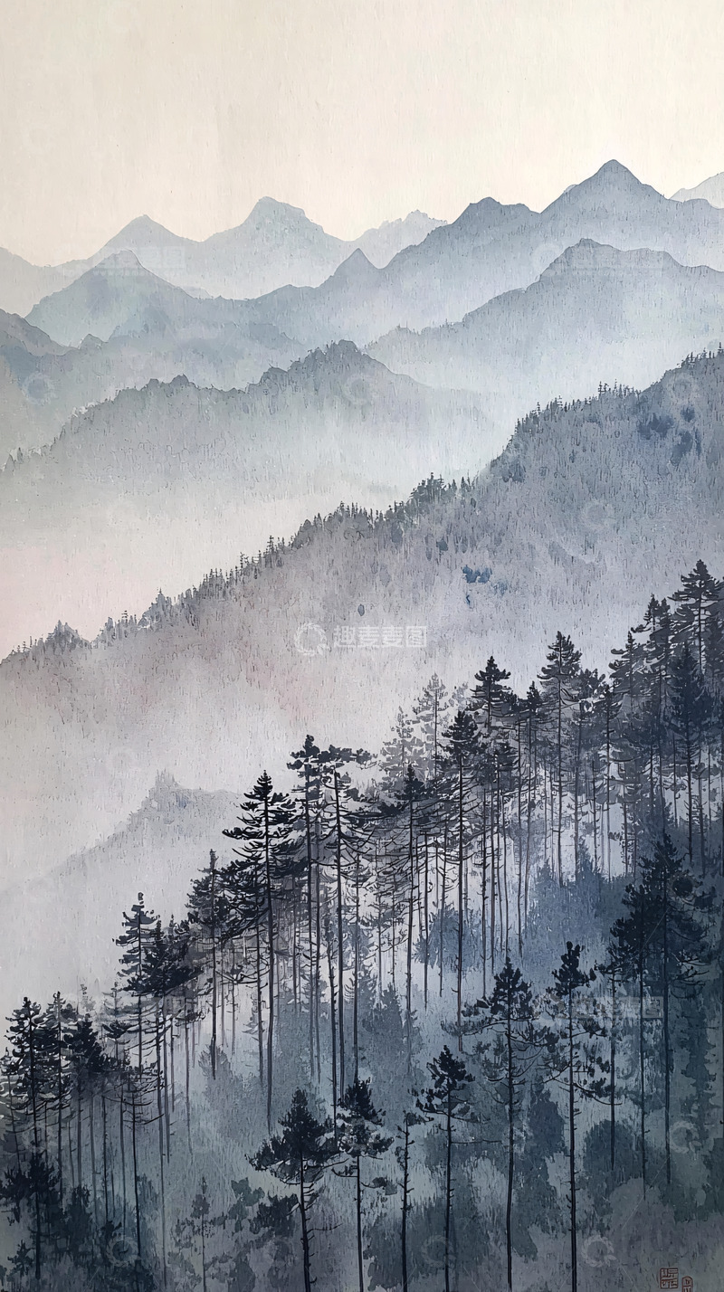 高清大图下载【趣麦麦图】水墨山水画93