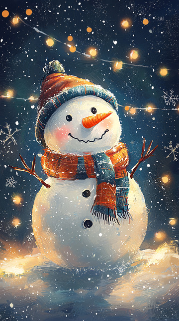 戴帽子的快乐雪人