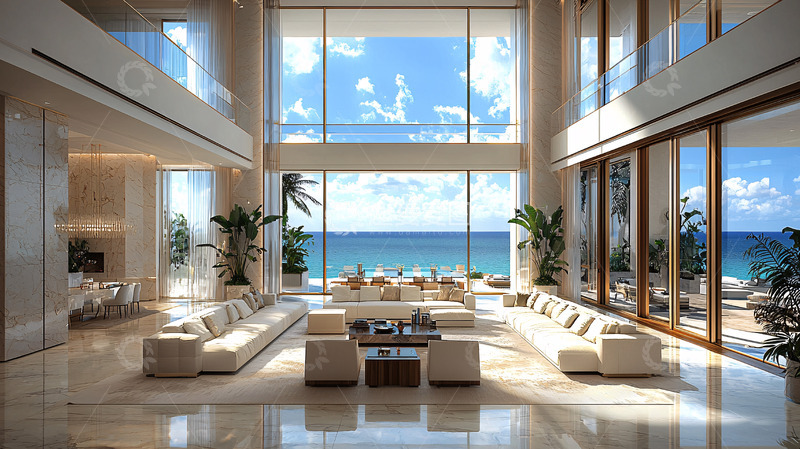 高清大图下载【趣麦麦图】海景豪宅客厅