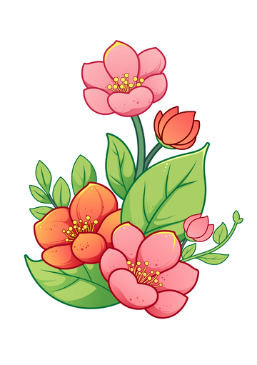 卡通鲜花矢量肌理插画