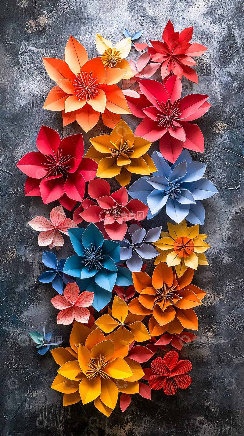 高清大图下载【趣麦麦图】彩色纸花墙