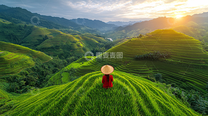 高清大图下载【趣麦麦图】梯田日出