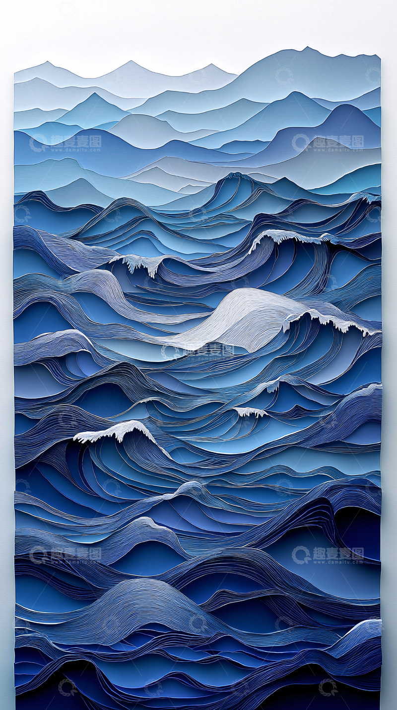 高清大图下载【趣麦麦图】纸艺海浪