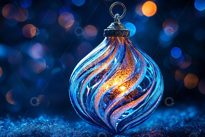高清大图下载【趣麦麦图】蓝色玻璃圣诞球