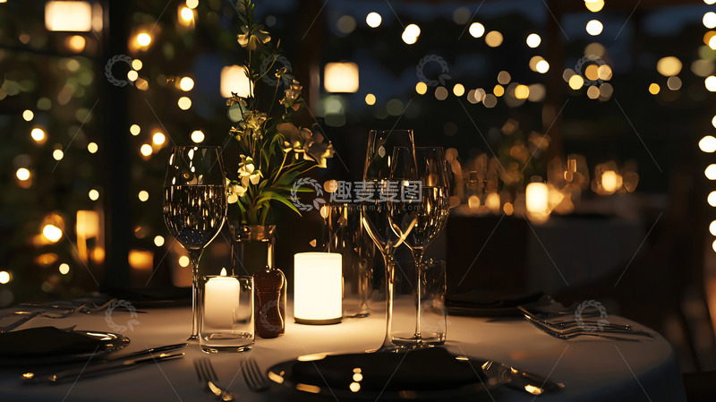 高清大图下载【趣麦麦图】浪漫烛光晚餐场景