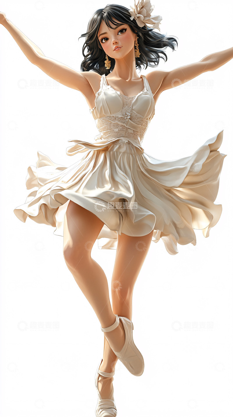 高清大图下载【趣麦麦图】飘逸长裙的少女