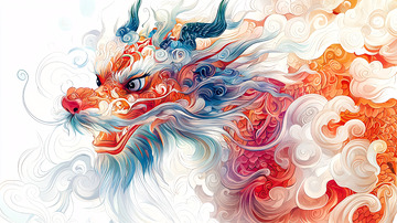 彩色祥龙图