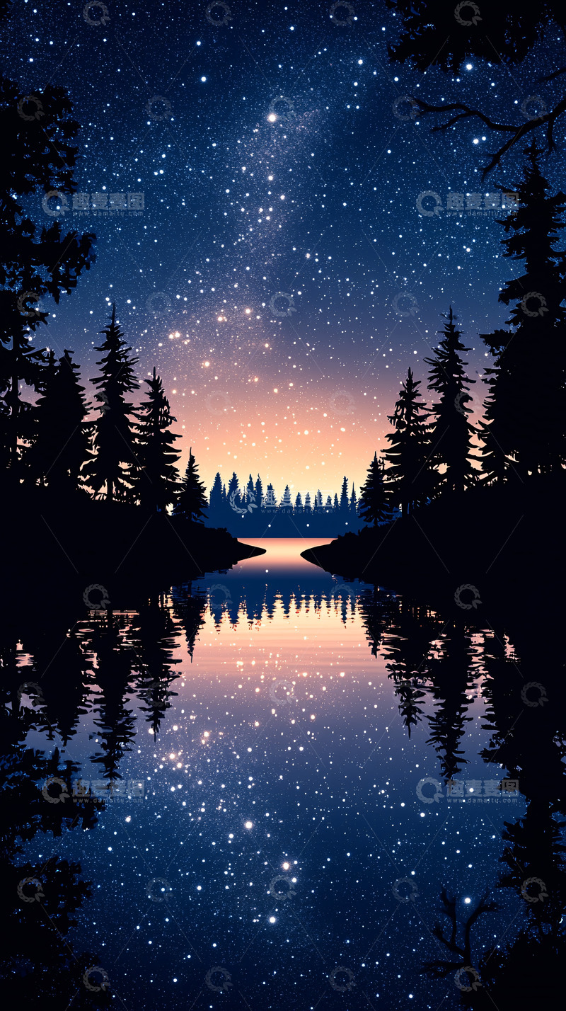 高清大图下载【趣麦麦图】星空倒影